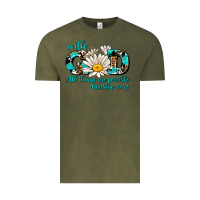 Vintage Olive with god all things are possible daisy Vintage Tee - AdoDesignShop