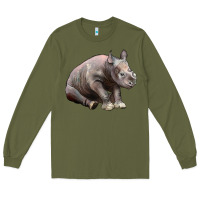 Army Green Baby Rhino Illustrations Long Sleeve Tee - LillyAllenDesigns