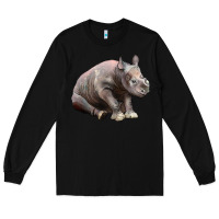Black Baby Rhino Illustrations Long Sleeve Tee - LillyAllenDesigns