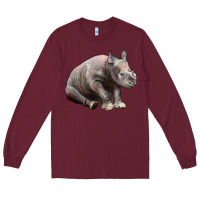 Burgundy Baby Rhino Illustrations Long Sleeve Tee - LillyAllenDesigns