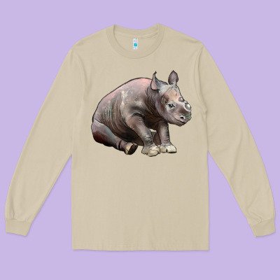 Baby Rhino Illustrations Long Sleeve Tee Designed By Lillyallendesigns