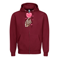 Burgundy skeleton hand with sugar valentines day Zipper Hoodie - MaliasSmallBusiness