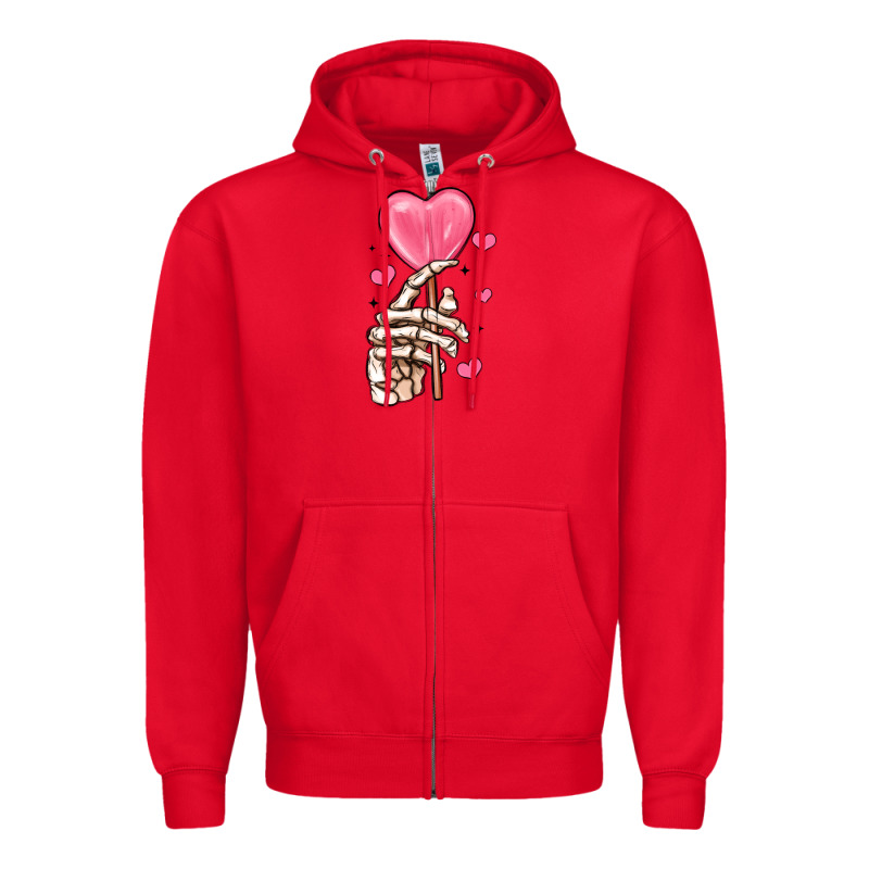 Skeleton Hand With Sugar Valentines Day Zipper Hoodie by MaliasSmallBusiness | Teevron