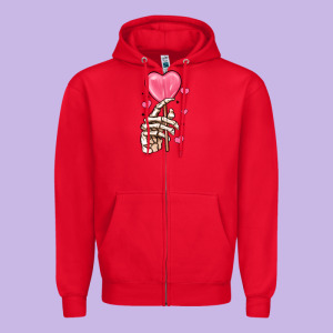 Skeleton Hand With Sugar Valentines Day Zipper Hoodie Designed By Maliassmallbusiness