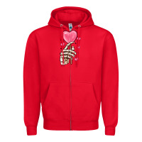 Red skeleton hand with sugar valentines day Zipper Hoodie - MaliasSmallBusiness