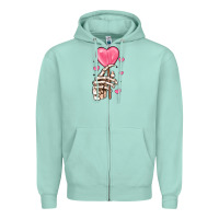 Seafoam skeleton hand with sugar valentines day Zipper Hoodie - MaliasSmallBusiness