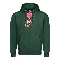 Sports Green skeleton hand with sugar valentines day Zipper Hoodie - MaliasSmallBusiness