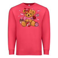 Cardinal valentines day teddy bear Premium Sweatshirt - LillyAllenDesigns