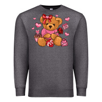 Charcoal Heather valentines day teddy bear Premium Sweatshirt - LillyAllenDesigns