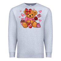Heather Grey valentines day teddy bear Premium Sweatshirt - LillyAllenDesigns