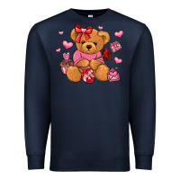 Navy valentines day teddy bear Premium Sweatshirt - LillyAllenDesigns