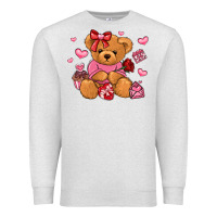 Oatmeal Heather valentines day teddy bear Premium Sweatshirt - LillyAllenDesigns