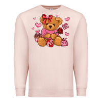 Pale Pink valentines day teddy bear Premium Sweatshirt - LillyAllenDesigns