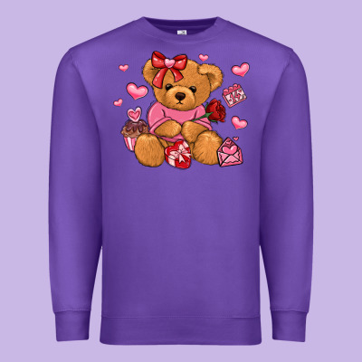 Valentines Day Teddy Bear Premium Sweatshirt Designed By Lillyallendesigns