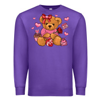 Purple valentines day teddy bear Premium Sweatshirt - LillyAllenDesigns
