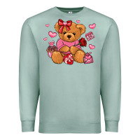 Seafoam valentines day teddy bear Premium Sweatshirt - LillyAllenDesigns