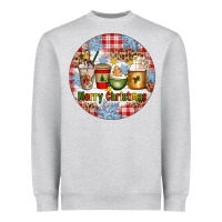 Heather Grey Merry Christmas Coffee Cups Heavyweight Sweatshirt - Artiststas