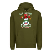 Army Green All I Want For Christmas Is A Shark Premium Hoodie - Bettercallsaul
