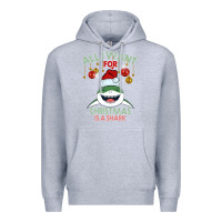 Heather Grey All I Want For Christmas Is A Shark Premium Hoodie - Bettercallsaul