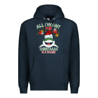 Navy All I Want For Christmas Is A Shark Premium Hoodie - Bettercallsaul