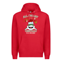 Red All I Want For Christmas Is A Shark Premium Hoodie - Bettercallsaul