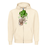 Sandshell skeleton hand with shamrock st patrick s day Zipper Hoodie - MaliasSmallBusiness