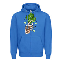 True Royal skeleton hand with shamrock st patrick s day Zipper Hoodie - MaliasSmallBusiness