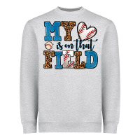 Heather Grey my heart is on that field baseball Heavyweight Sweatshirt - AdoDesignShop