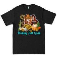 Black Happy Fall Y'all Longhorn Cow Premium Tee - RanaPortraitStore