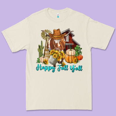 Premium Tee Happy Fall Y'all Longhorn Cow