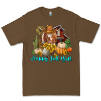 Cacao Happy Fall Y'all Longhorn Cow Premium Tee - RanaPortraitStore
