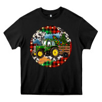 Black Christmas Farm Tractor Heavy Core Tee - RanaPortraitStore