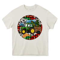 Cream Christmas Farm Tractor Heavy Core Tee - RanaPortraitStore