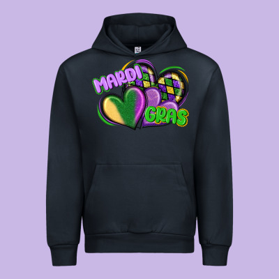 Mardi Gras Heart Urban Hoodie Designed By Cowgirlartshop