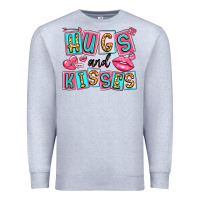 Heather Grey hugs and kisses Premium Sweatshirt - LillyAllenDesigns