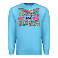Ocean Blue hugs and kisses Premium Sweatshirt - LillyAllenDesigns
