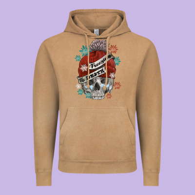 Freezing To Death Skull Vintage Hoodie Designed By Fadigitalartstudio
