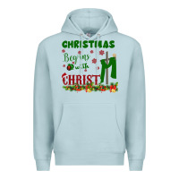 Blue Mist Christmas Begins With Christ Premium Hoodie - Bettercallsaul
