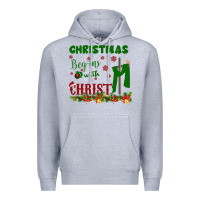 Heather Grey Christmas Begins With Christ Premium Hoodie - Bettercallsaul