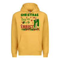 Mustard Christmas Begins With Christ Premium Hoodie - Bettercallsaul