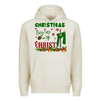 Oatmeal Heather Christmas Begins With Christ Premium Hoodie - Bettercallsaul