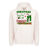 Pale Pink Christmas Begins With Christ Premium Hoodie - Bettercallsaul