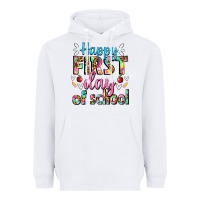 White happy first day of school Heavyweight Hoodie - BundleAndBundleShop
