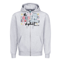 Heather Grey the lord is my shepherd Zipper Hoodie - MaliasSmallBusiness