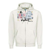 Oatmeal Heather the lord is my shepherd Zipper Hoodie - MaliasSmallBusiness