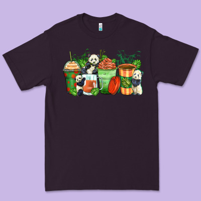 Panda Coffee Cups Premium Tee Designed By Zillion Design Studio