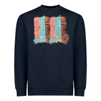 Navy Sunflower Leopard Jute Pattern Brushstrokes Heavyweight Sweatshirt - Bettercallsaul