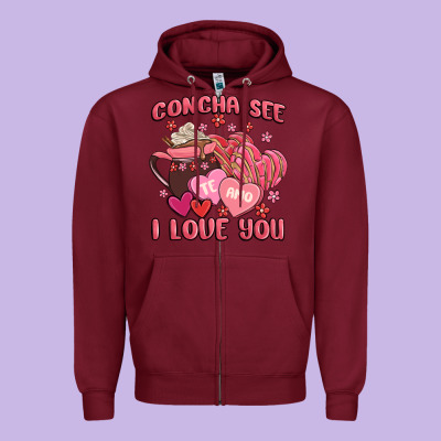 Concha See Te Amo  I Love You Zipper Hoodie Designed By Maliassmallbusiness
