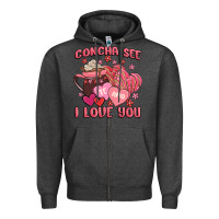 Charcoal Heather concha see te amo  i love you Zipper Hoodie - MaliasSmallBusiness