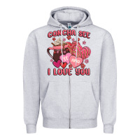 Heather Grey concha see te amo  i love you Zipper Hoodie - MaliasSmallBusiness